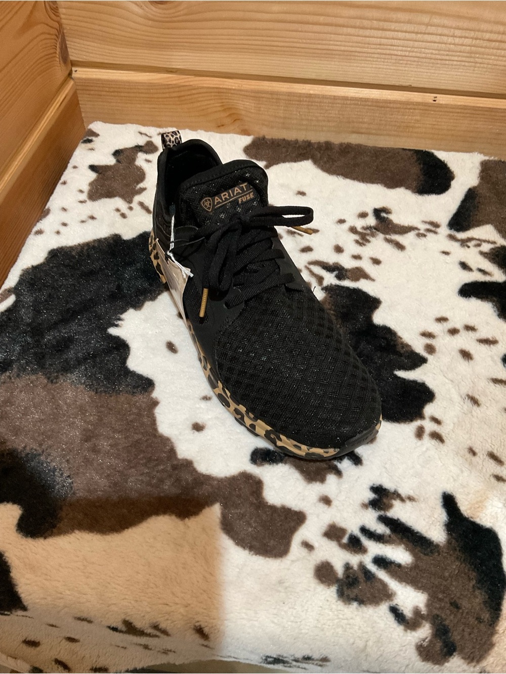 Ariat Black Knit Sneaker with Leopard-Print Midsole Accent